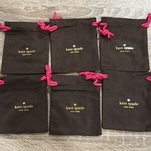 6x Kate Spade Small Brown & Pink Drawstring Pouches